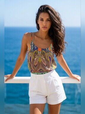 DO+BE Multi-Color Paisley Print Spaghetti Strap Cami